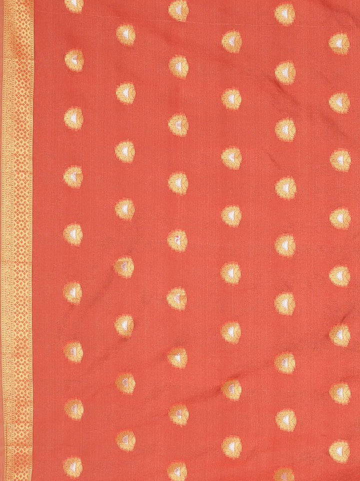 Neerus Beige silk woven saree with blouse - detail view 3