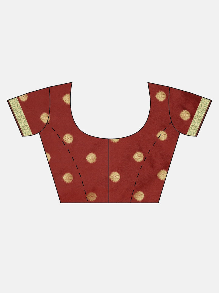 Neerus Blue silk woven saree with blouse piece - detail view 2