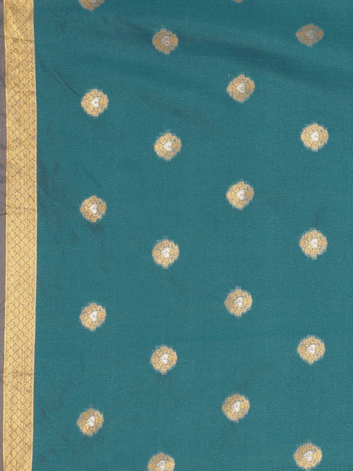 Neerus Orange silk woven saree - detail view 3