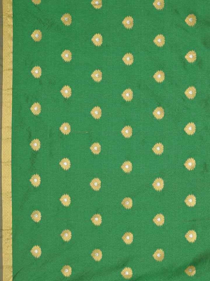 Neerus Red silk woven saree - detail view 3