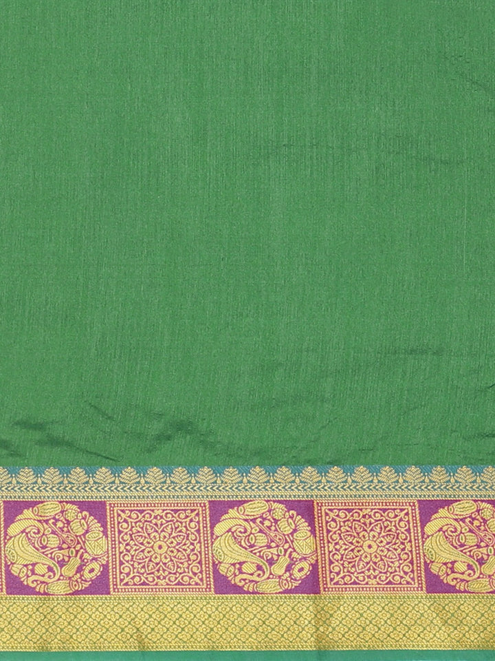 Neerus Green silk woven saree - side view