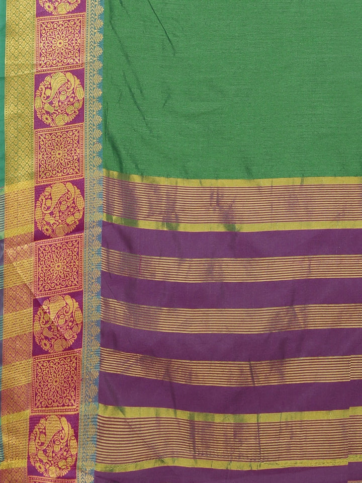 Neerus Green silk woven saree - detail view 1