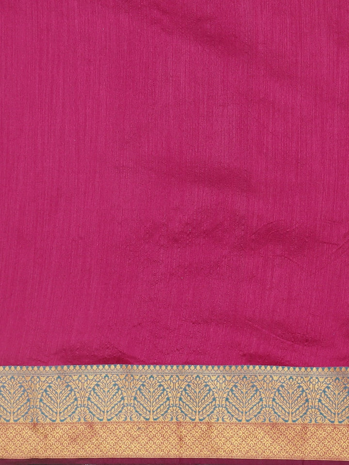 Neerus Pink silk woven saree - side view