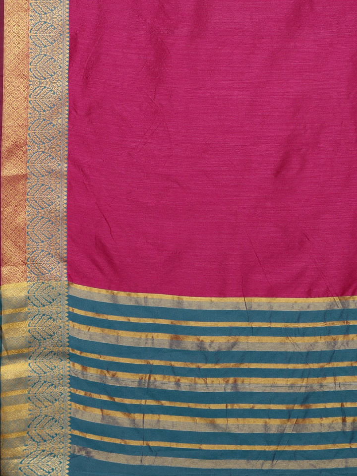 Neerus Pink silk woven saree - detail view 1