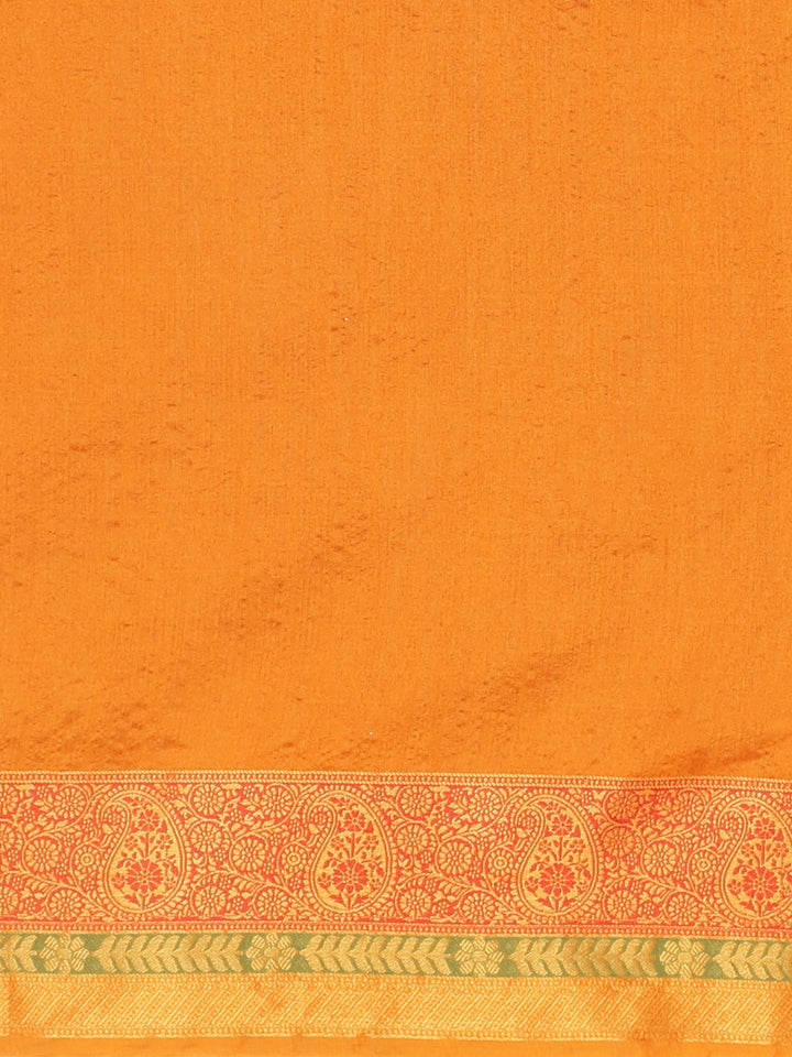 Neerus Yellow silk woven saree - side view