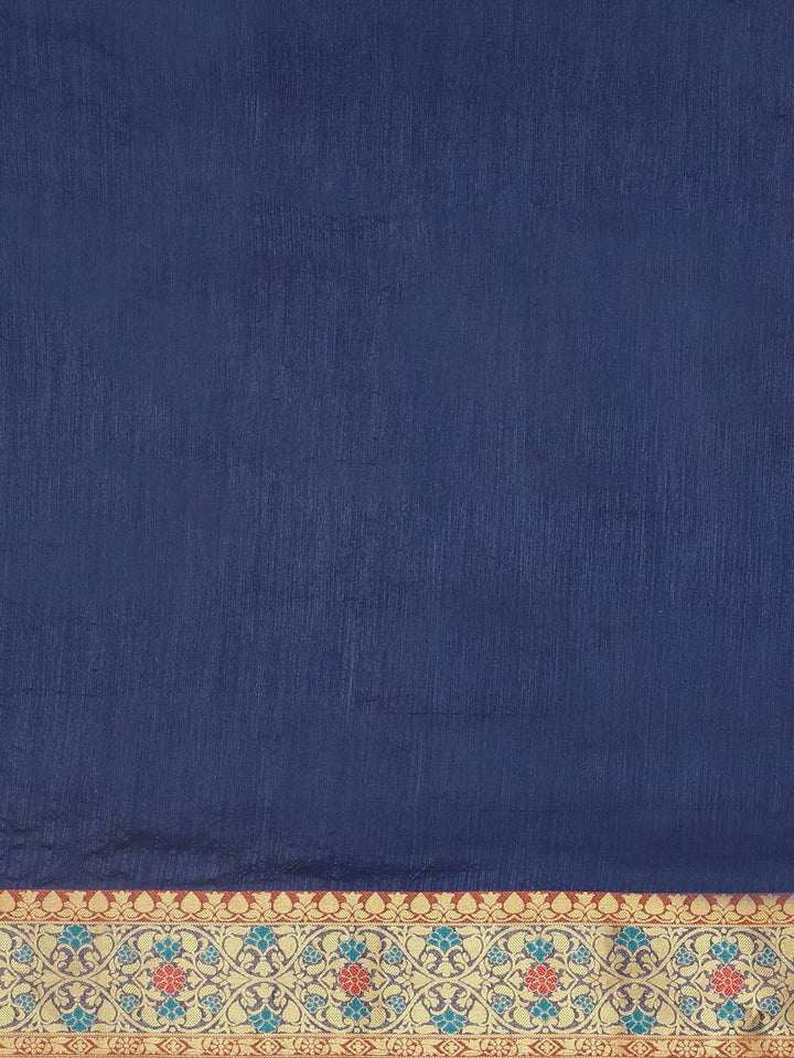Neerus Blue silk woven saree - side view