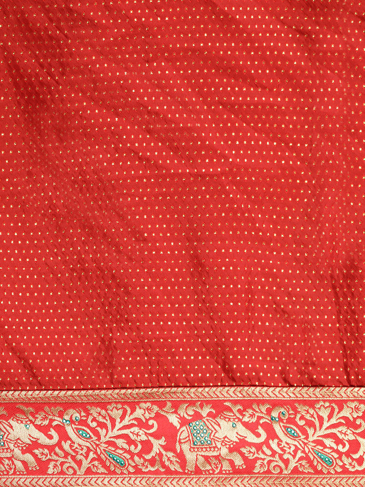 Neerus Yellow silk woven saree - detail view 4
