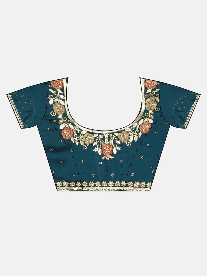 Neerus Blue crepe embellished saree - detail view 2