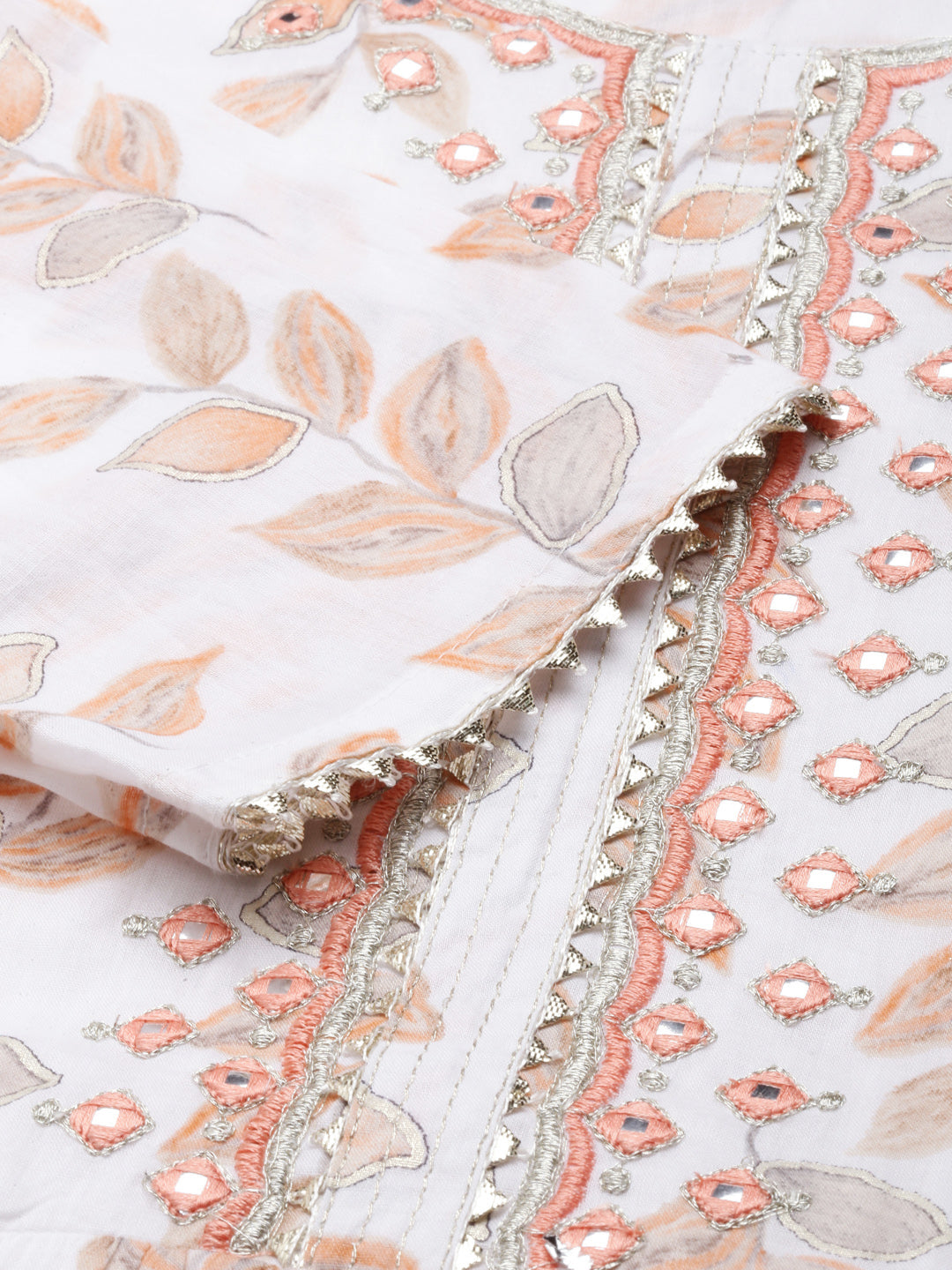 Neerus Orange cotton printed maxi dress - detail view 2