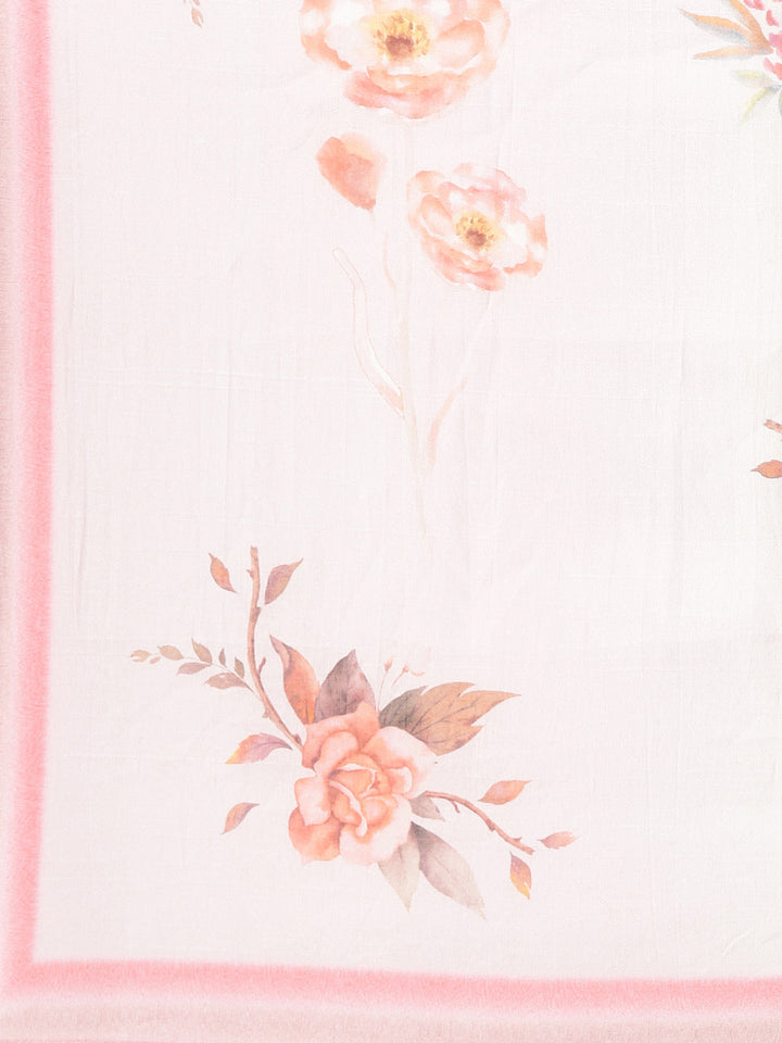 Neerus Pink printed straight kurta set with trouser and dupatta - detail view 4