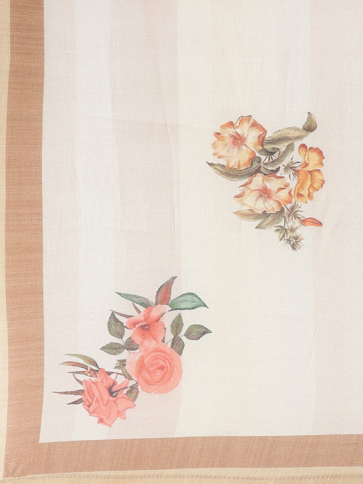 Neerus Orange embroidered kurta set with trouser and dupatta - detail view 4