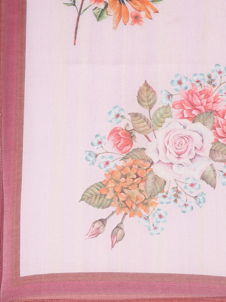 Neerus Pink embroidered kurta set with trouser and dupatta - detail view 5