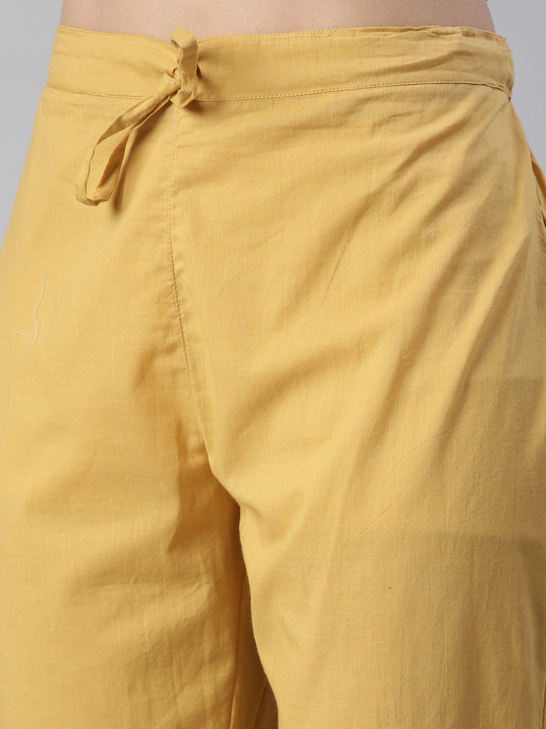 Neerus Yellow printed straight kurta set with trouser and dupatta - detail view 4