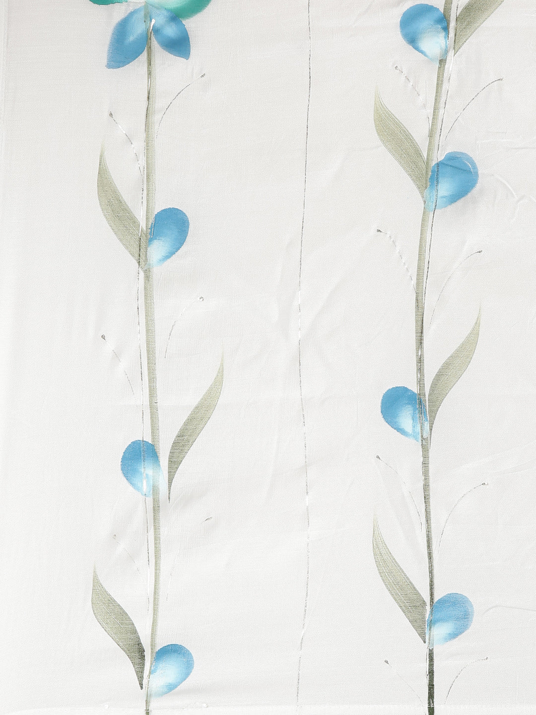 Neerus White cotton printed kurta set with trouser and dupatta - detail view 4