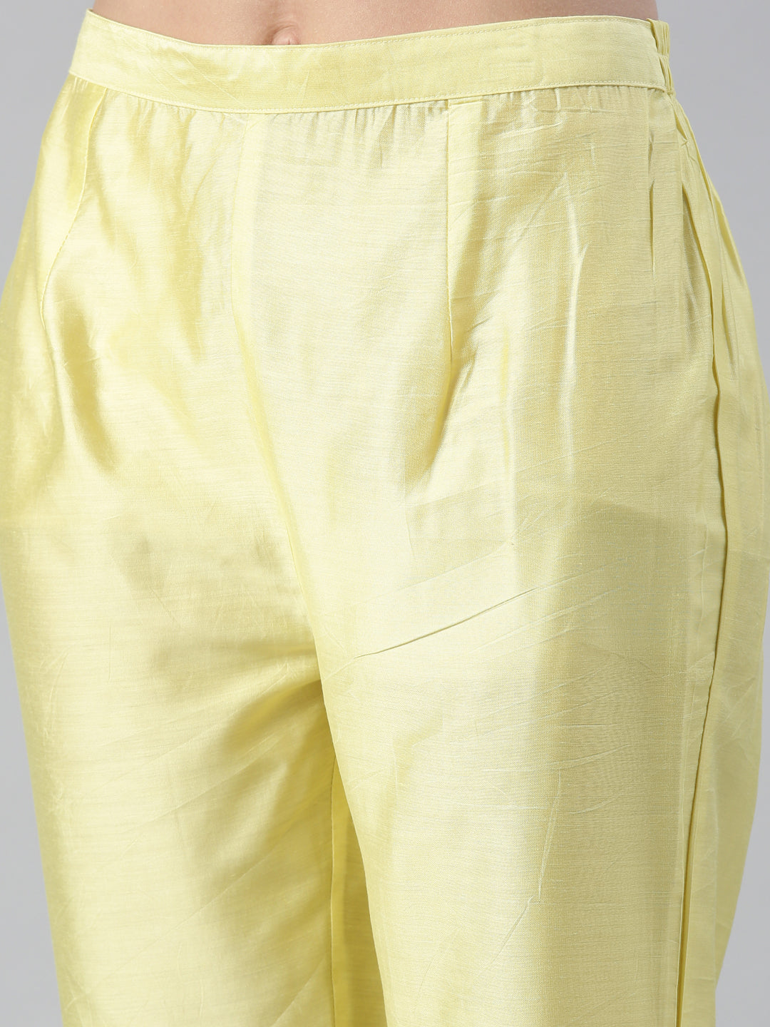 Neerus Yellow printed kurta set with trouser and dupatta - detail view 3