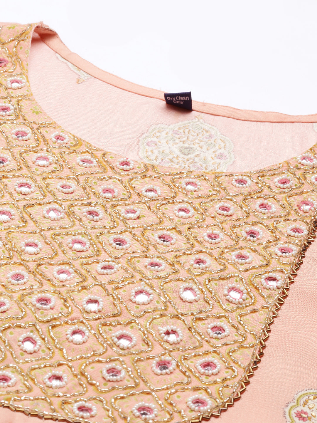 Neerus Orange floral printed midi dress - detail view 1