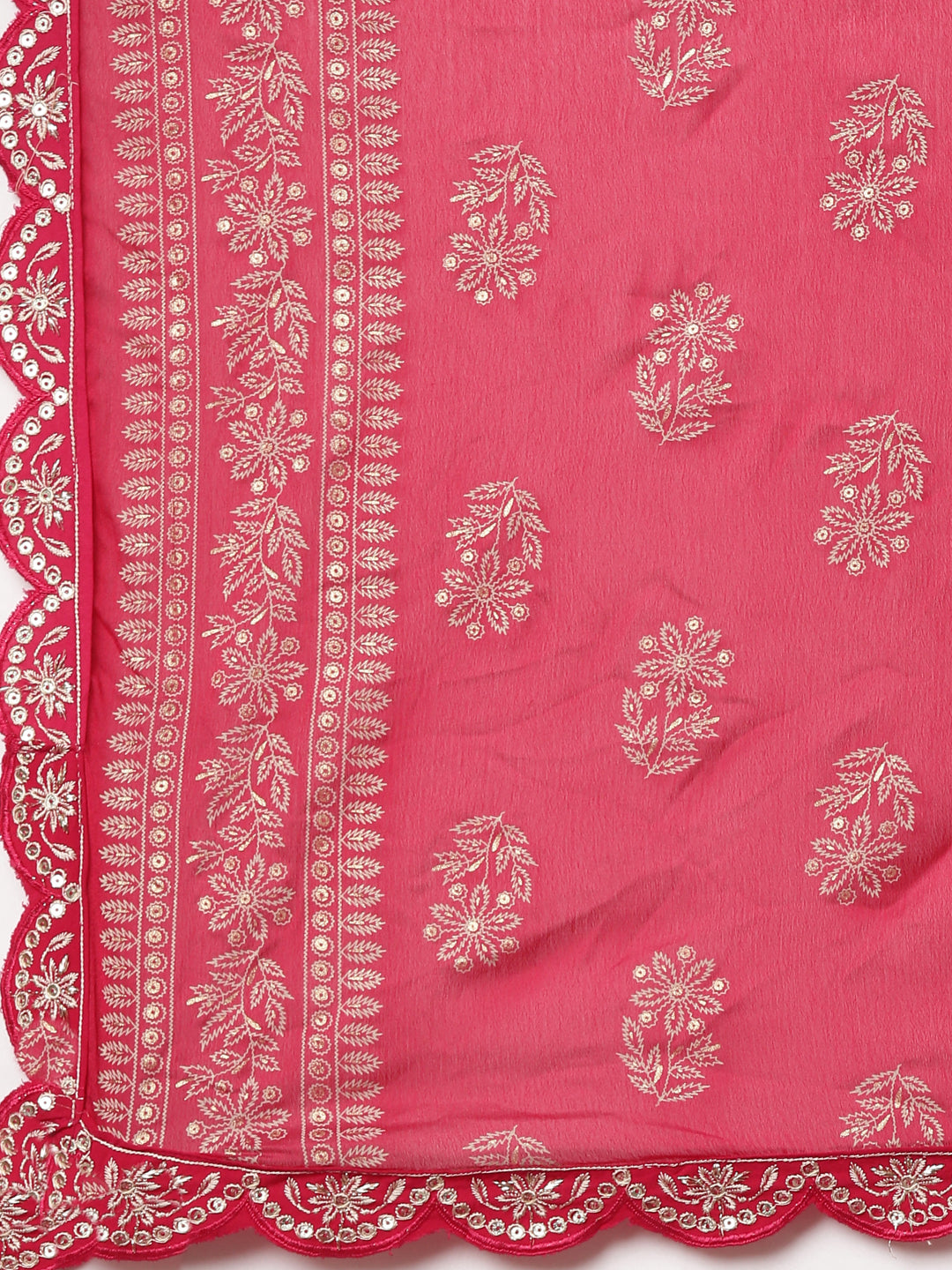 Neerus Pink solid straight kurta set with trouser and dupatta - detail view 4