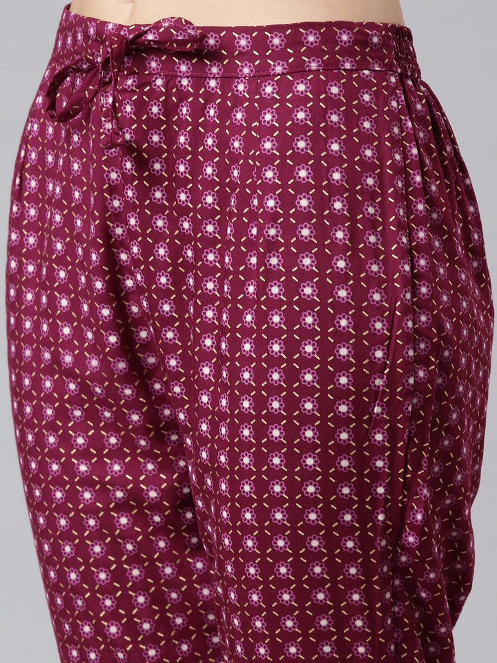 Neerus Purple georgette mirror work suit set - detail view 3