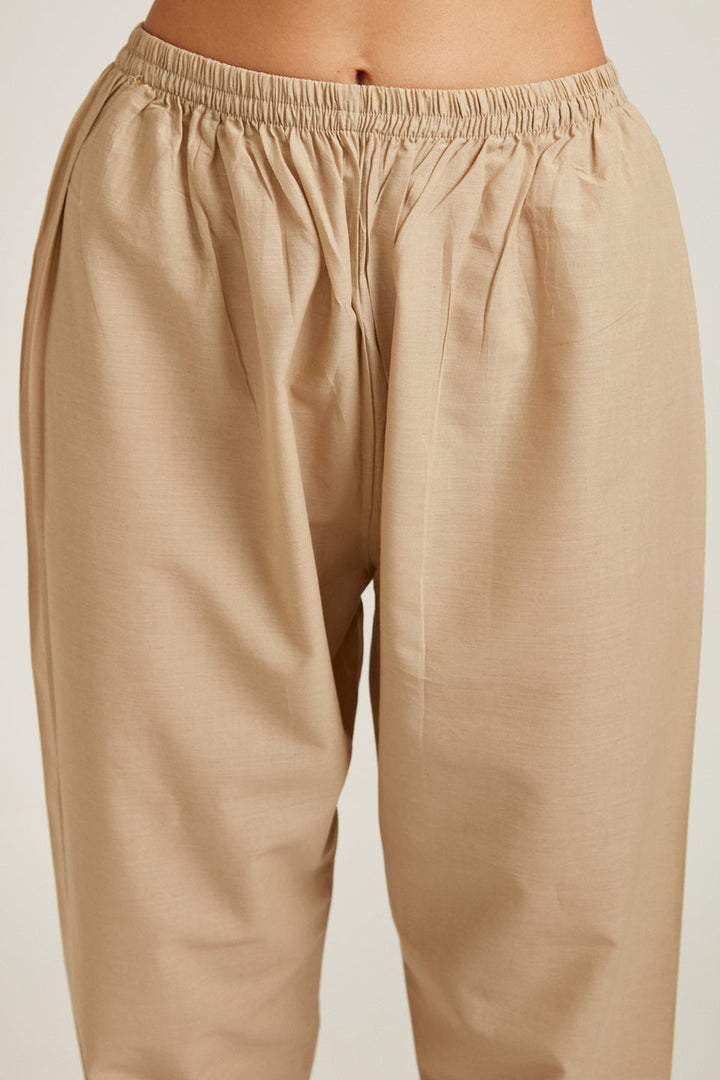 Neerus Beige Chanderi woven suit set - detail view 2