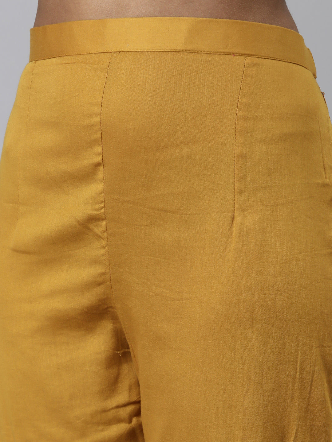 Neerus Yellow printed kurta set with trouser and dupatta - detail view 2
