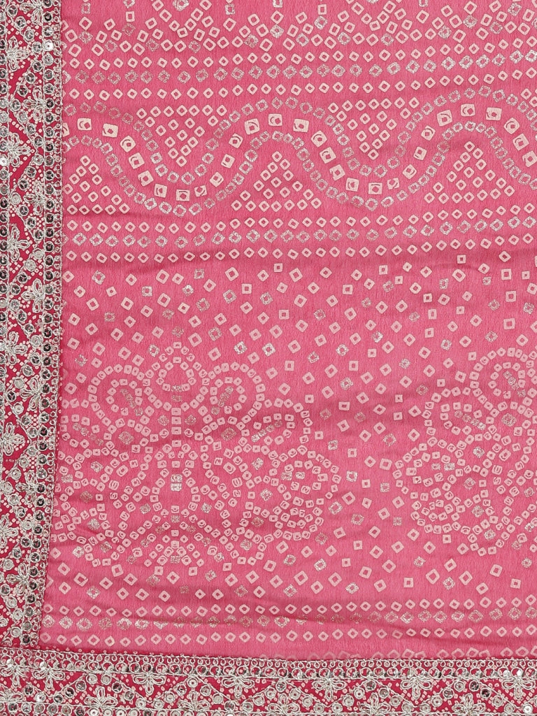 Neerus Red Viscose Rayon Printed Kurta Set with Trouser and Dupatta - detail view 4
