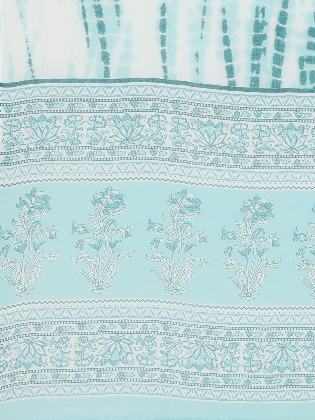Neerus Green cotton printed kurta set with trouser and dupatta - detail view 4