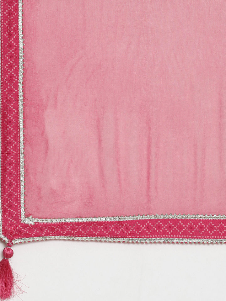 Neerus Pink muslin printed kurta set - detail view 3
