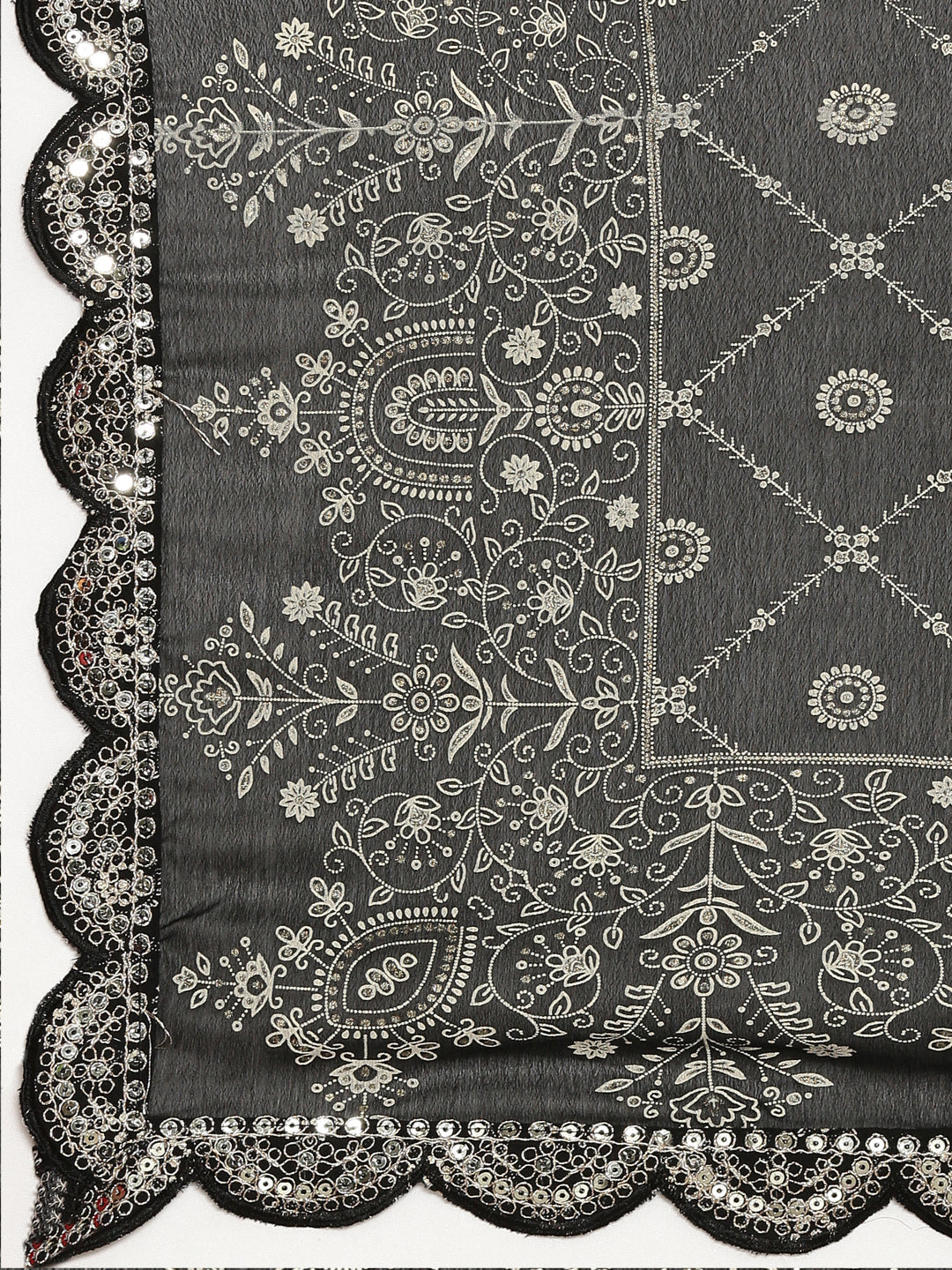 Neerus Black printed straight kurta sharara set - detail view 4