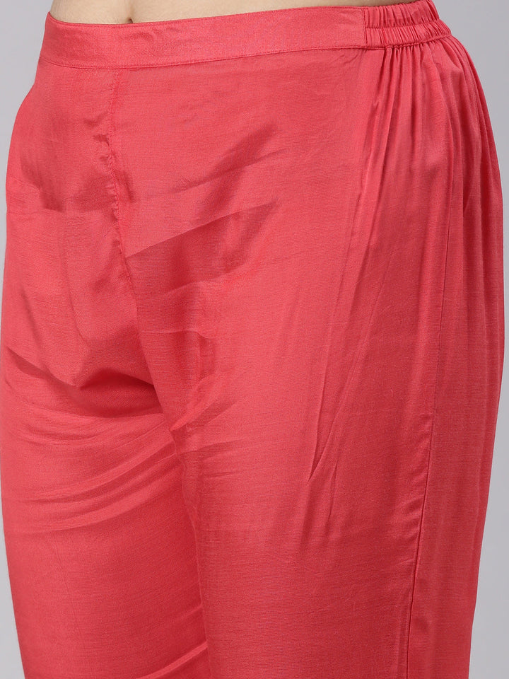 Neerus Red shantoon printed kurta set - detail view 3