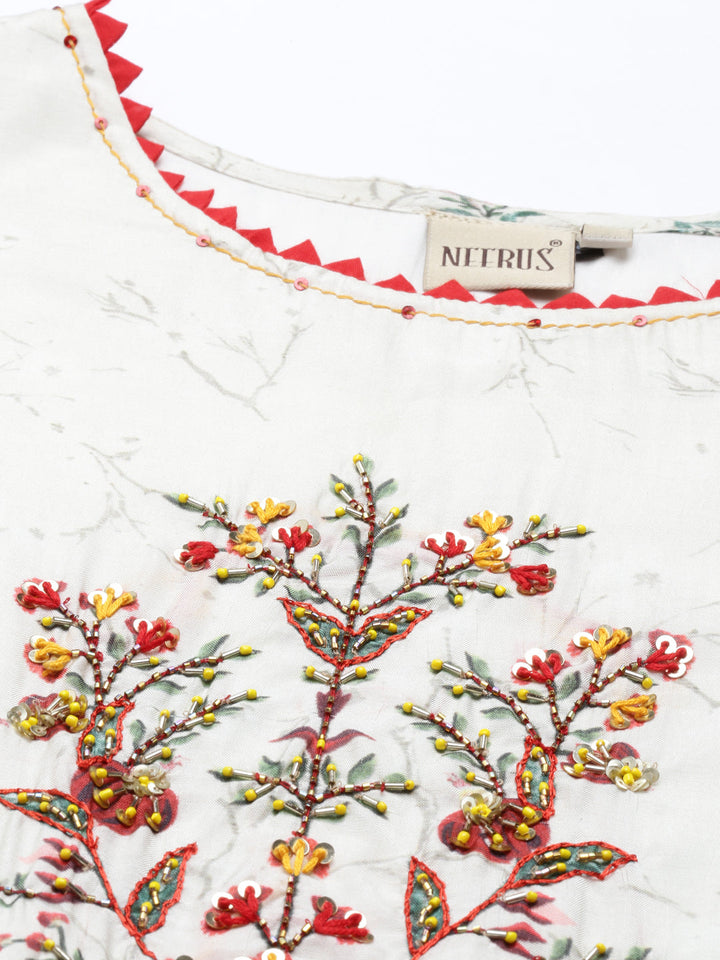 Neerus White muslin solid kurti - detail view 5
