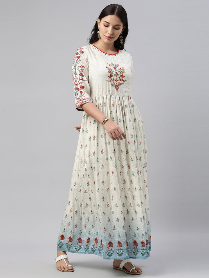 Neerus White muslin solid kurti - detail view 1