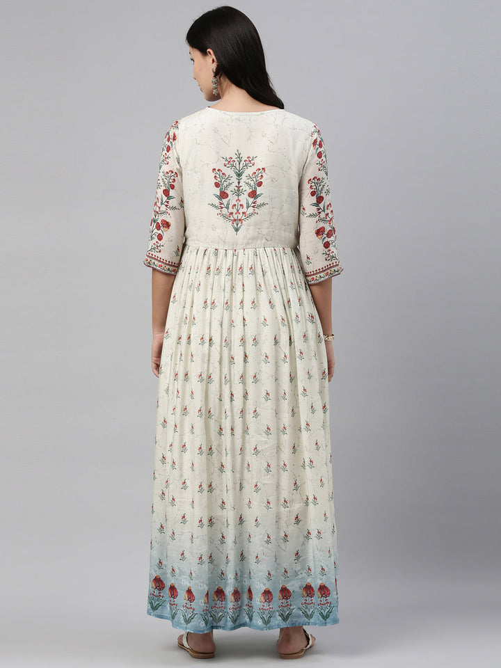 Neerus White muslin solid kurti - detail view 2