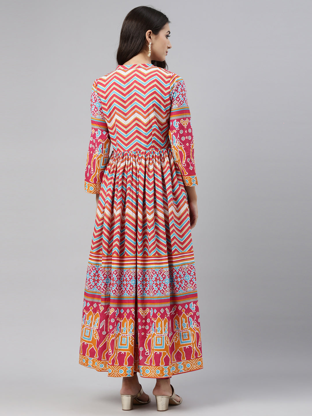 Neerus Multi cotton printed kurti tunic - detail view 1