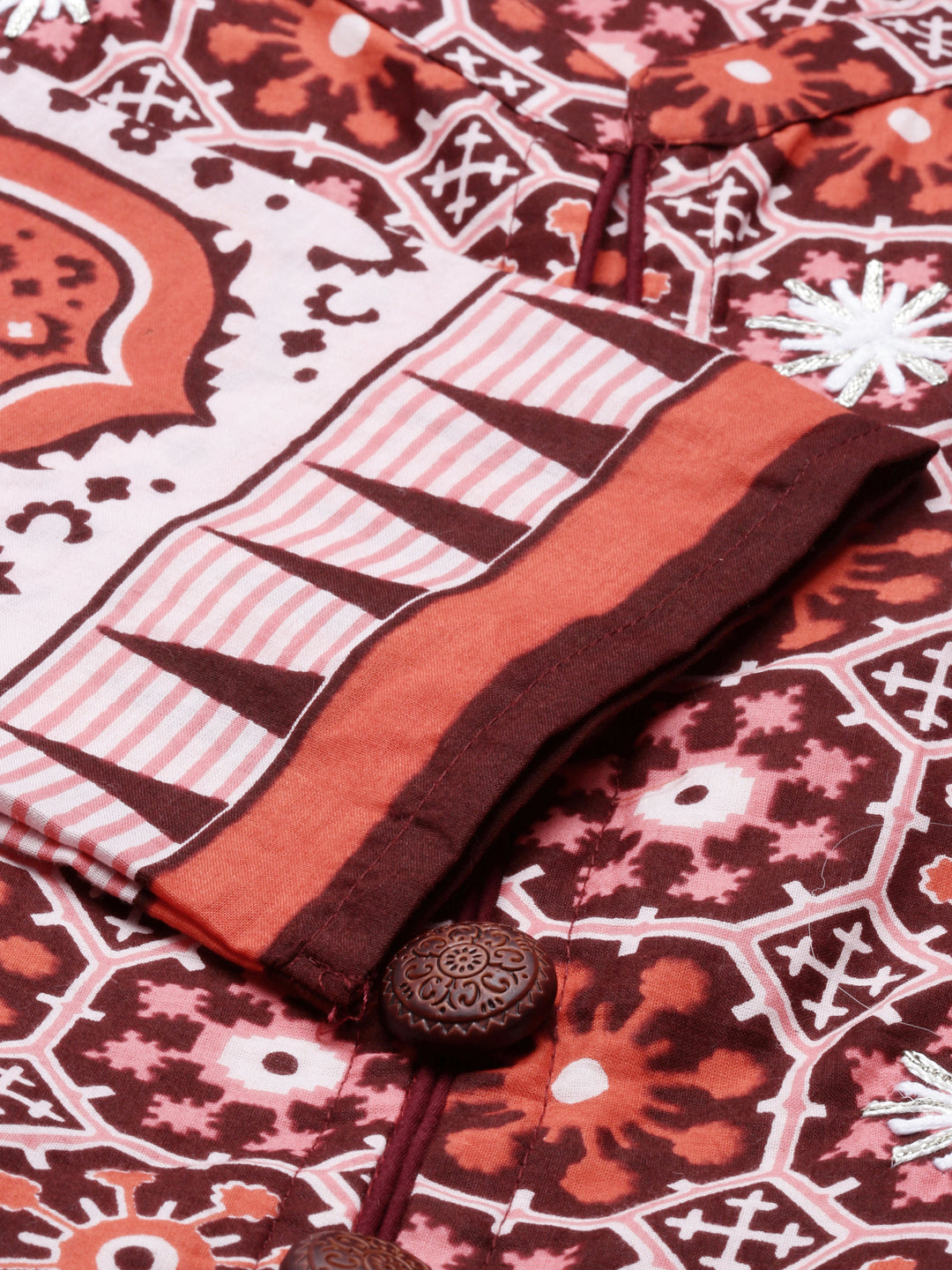 Neerus Maroon cotton solid kurti - side view