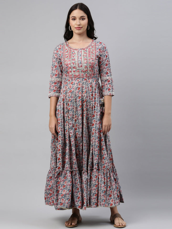 Neerus Multi cotton printed kurti tunic - detail view 4