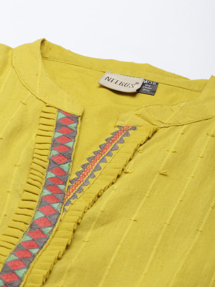 Neerus Yellow cotton maxi dress - back view