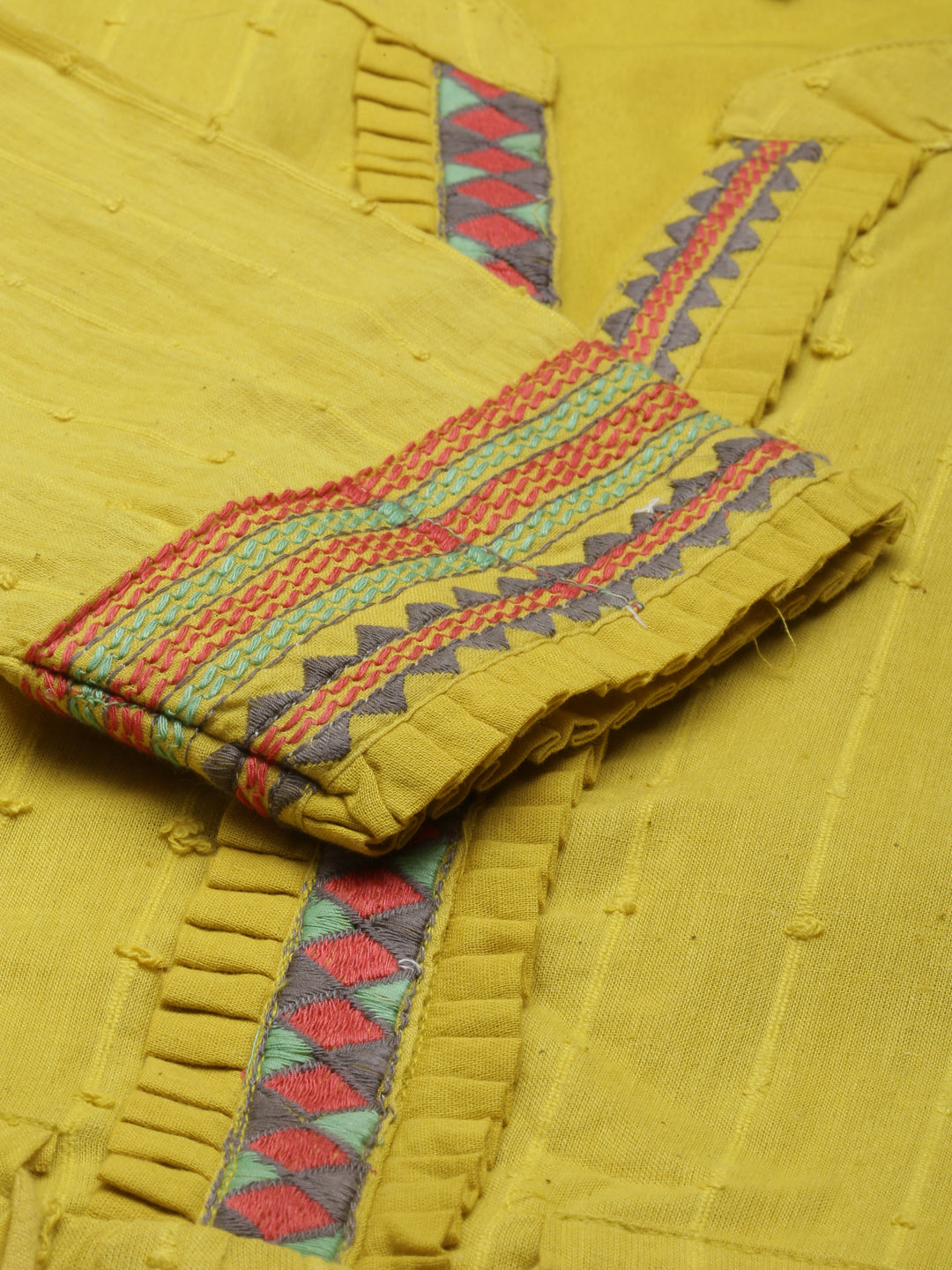 Neerus Yellow cotton maxi dress - detail view 4