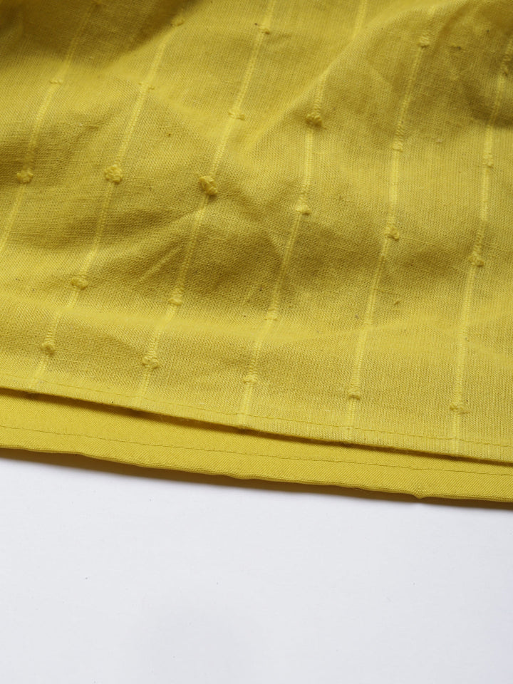 Neerus Yellow cotton maxi dress - detail view 5