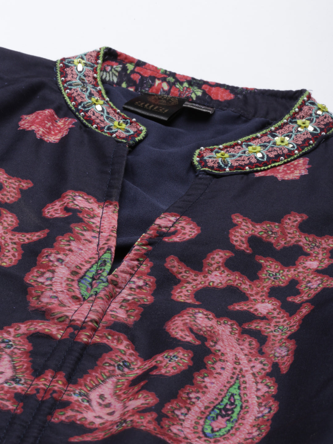 Neerus Blue modal printed kurti - back view