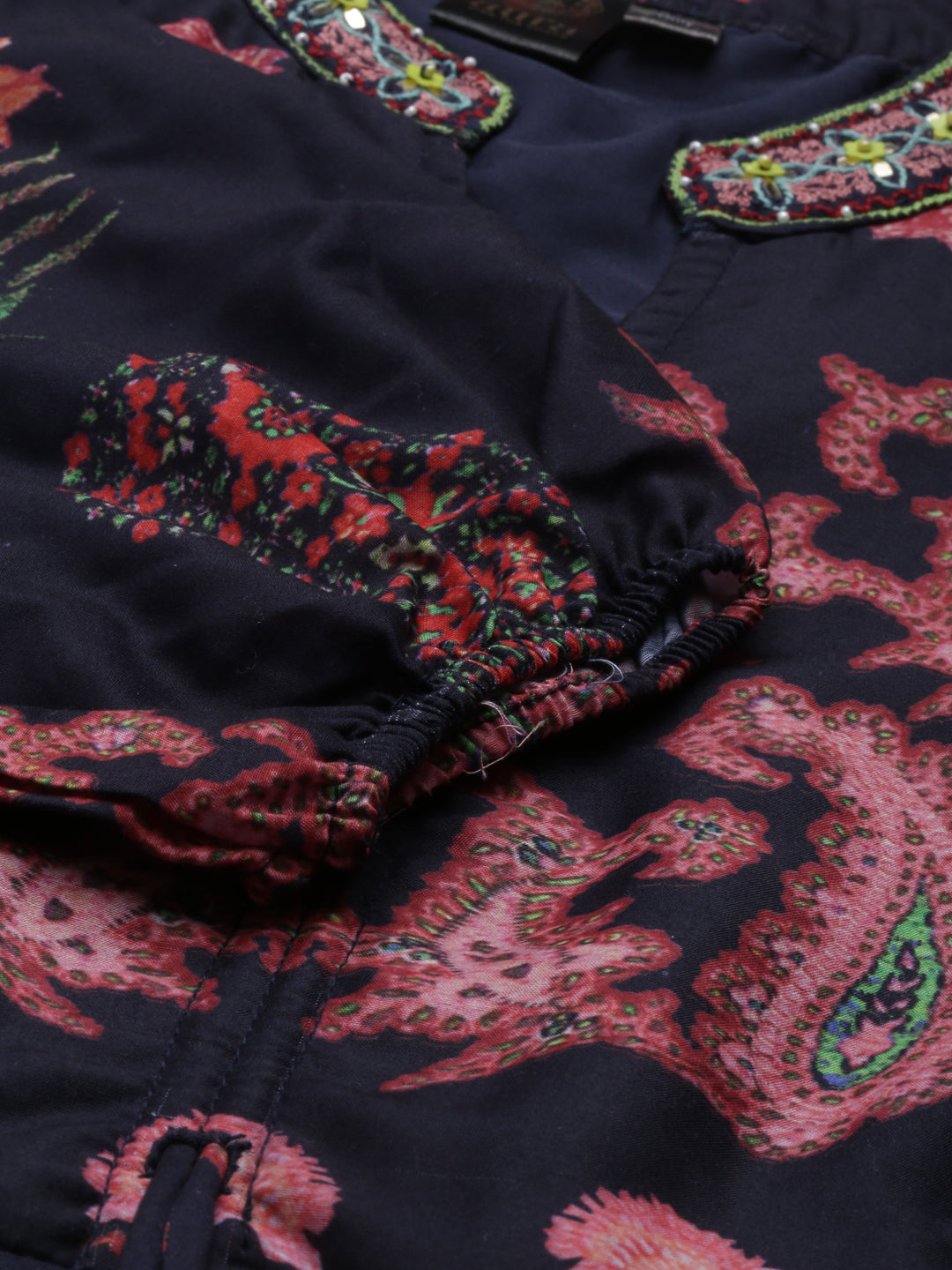 Neerus Blue modal printed kurti - detail view 4