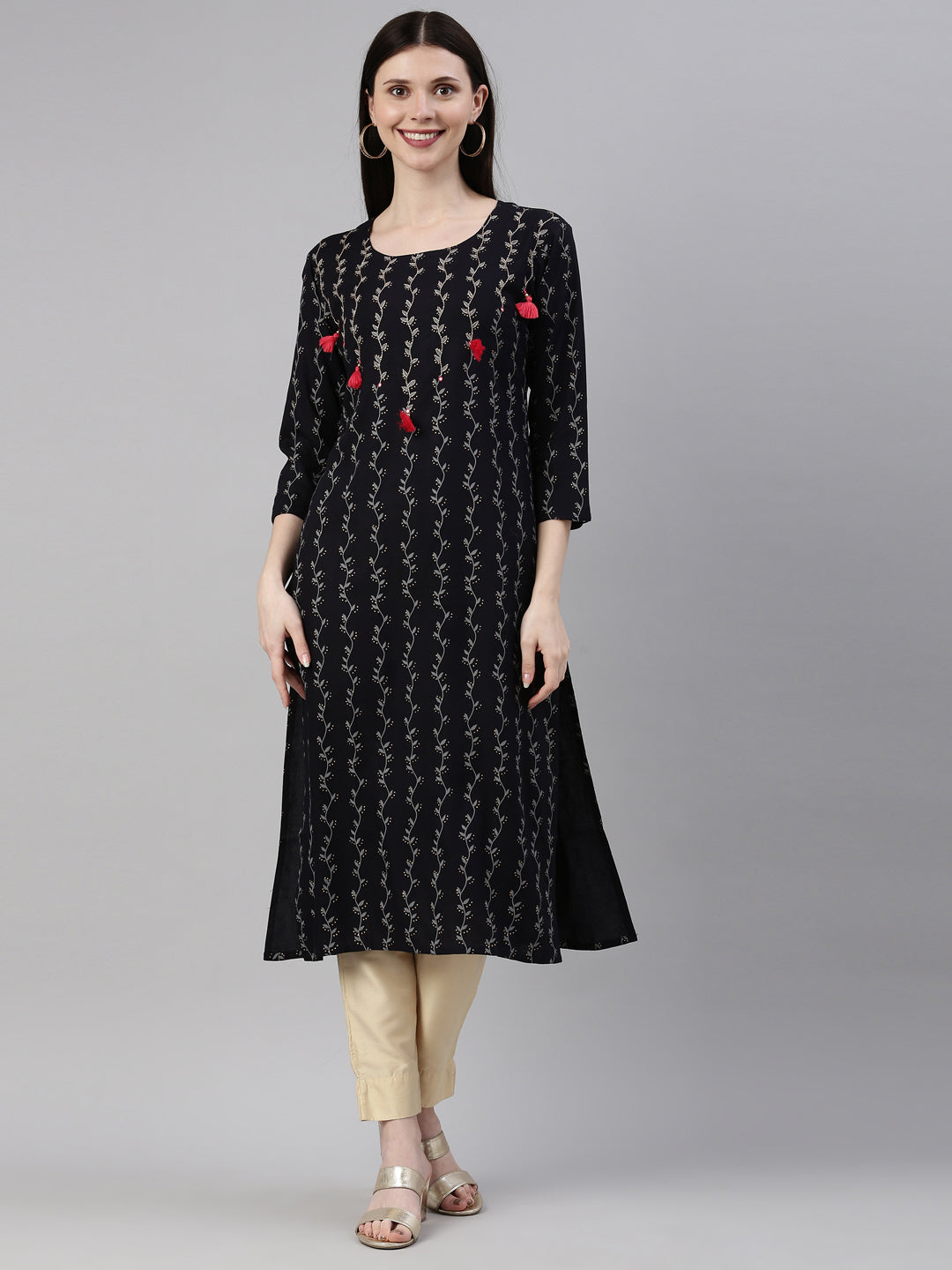 Neerus Blue Rayon Solid Kurta - detail view 5