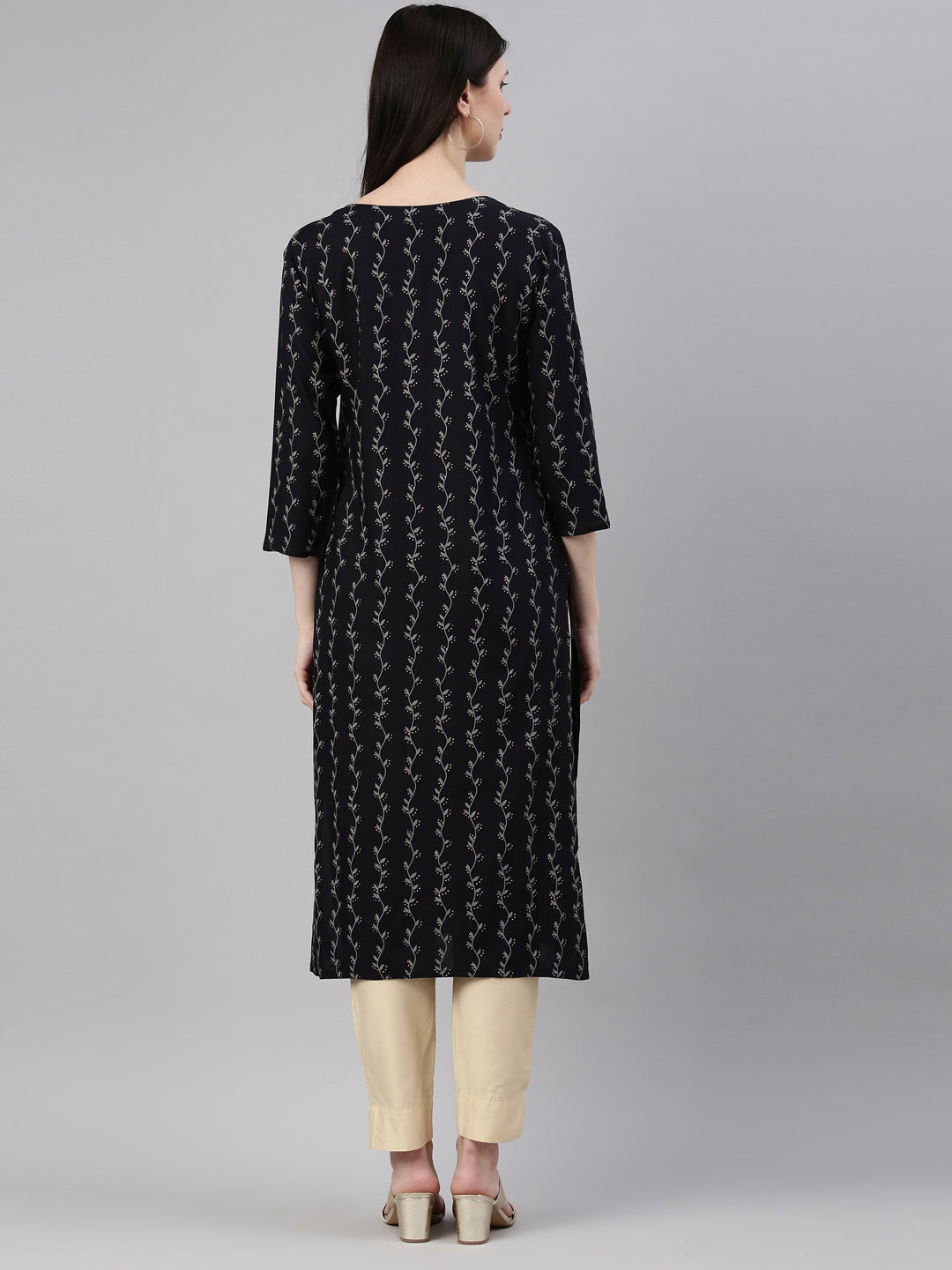 Neerus Blue Rayon Solid Kurta - detail view 2