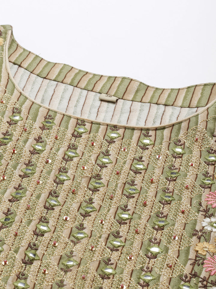 Neerus Green rayon straight kurti - detail view 6