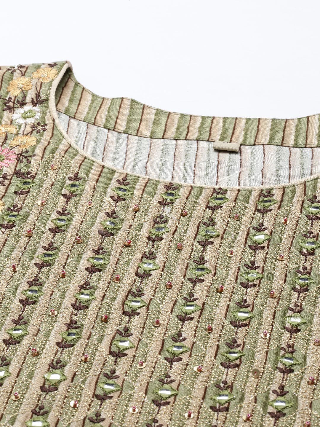 Neerus Green rayon straight kurti - detail view 4