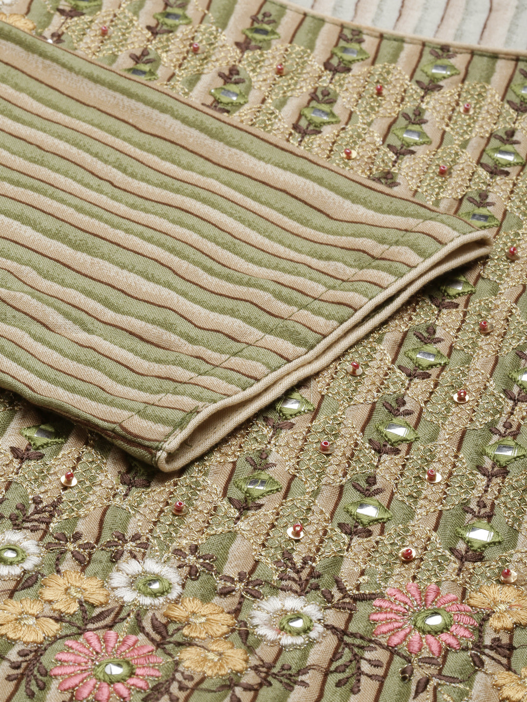 Neerus Green rayon straight kurti - detail view 11