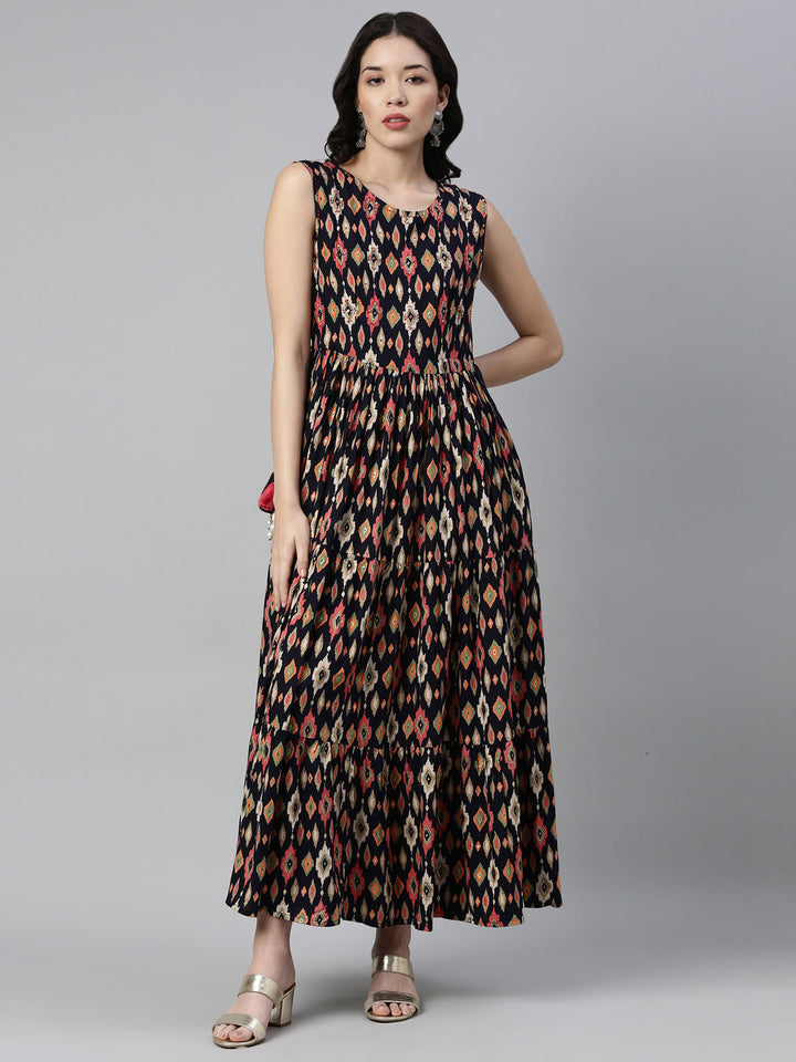 Neerus Blue Rayon Embellished Anarkali Kurta - detail view 3