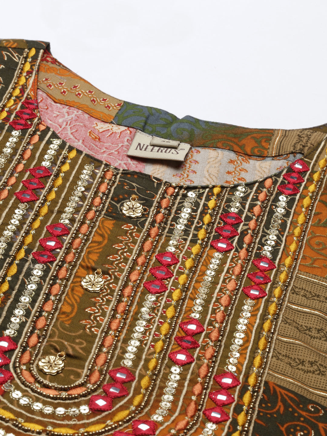 Neerus Multi rayon printed kurti - detail view 5