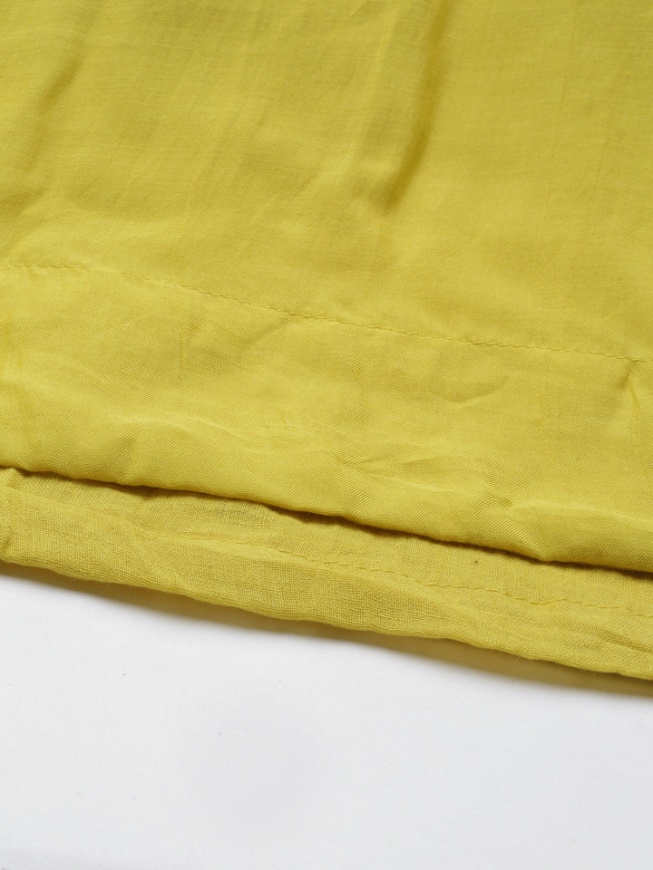 Neerus Yellow muslin solid kurti - detail view 5