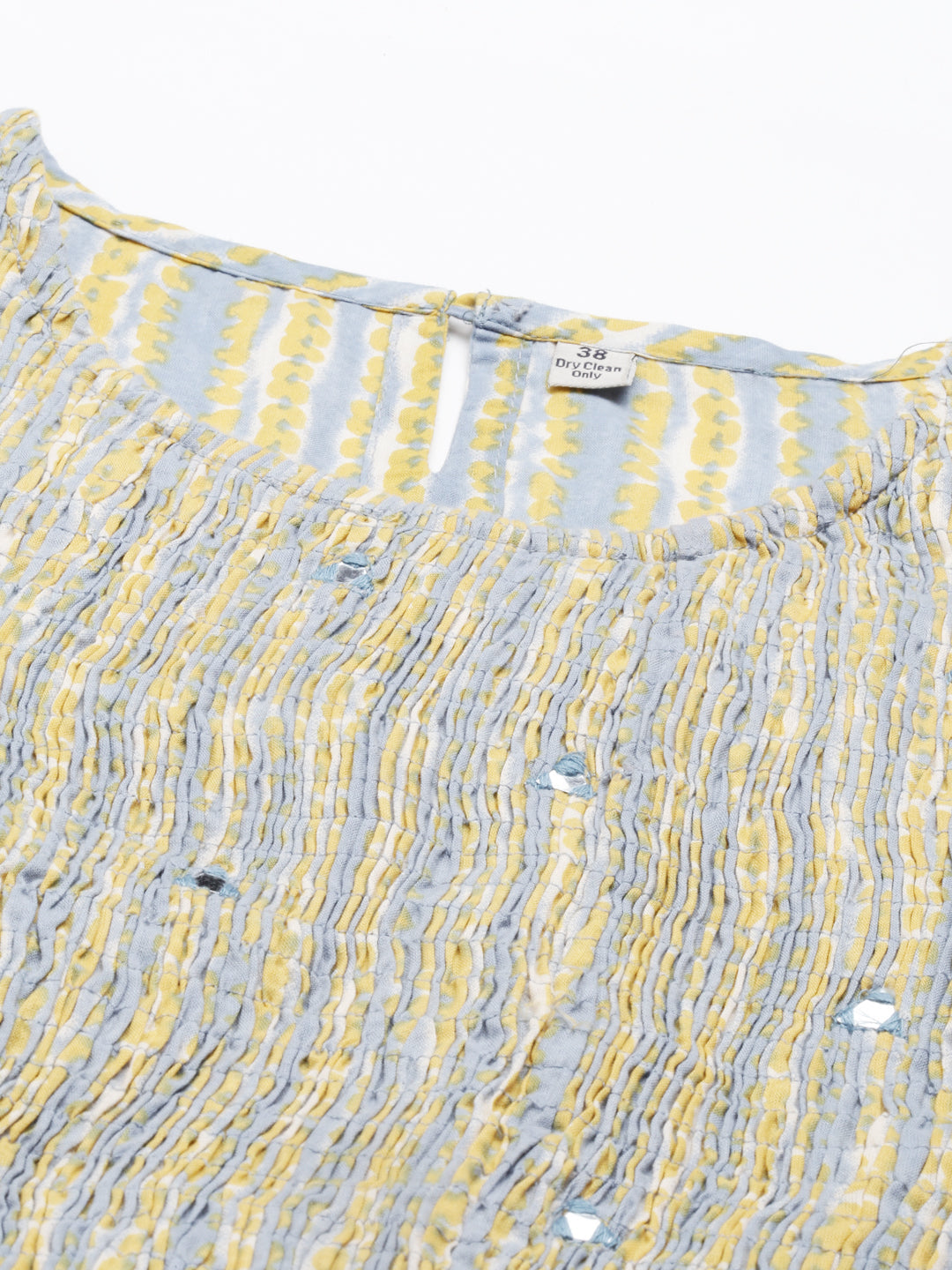 Neerus Blue cotton solid kurti - back view