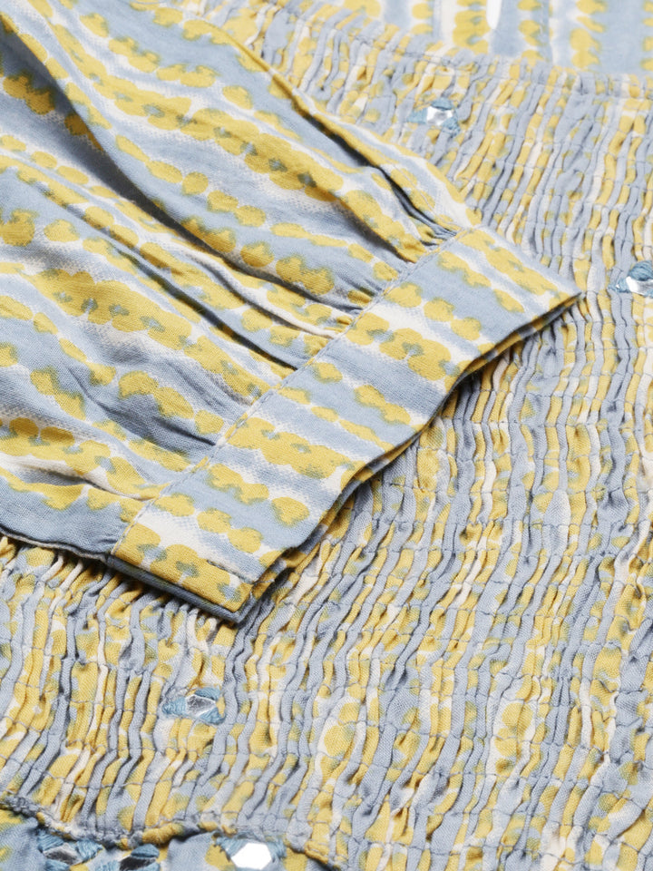 Neerus Blue cotton solid kurti - detail view 4